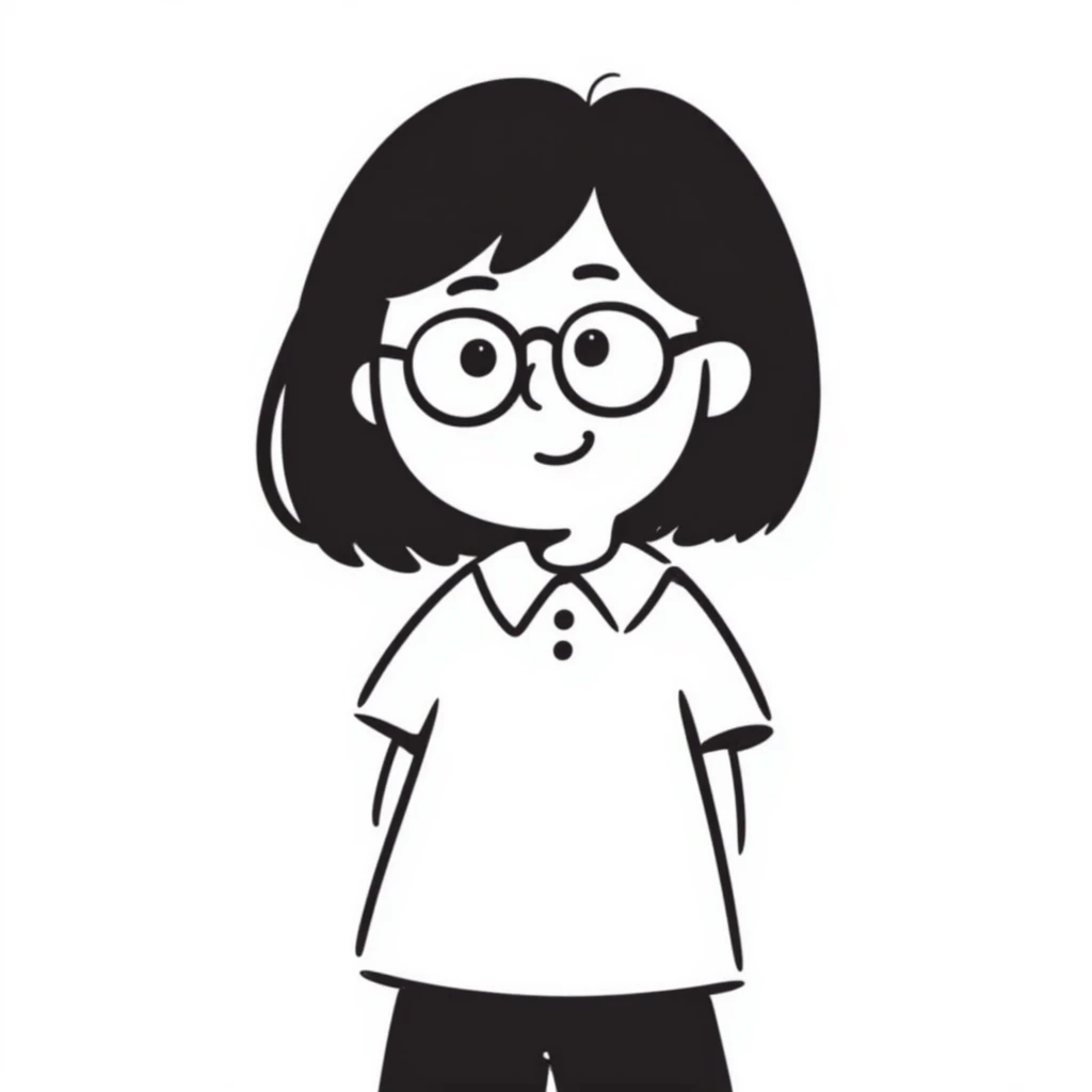 young Vietnamese girl with shoulder-length black hair and glasses emoji
