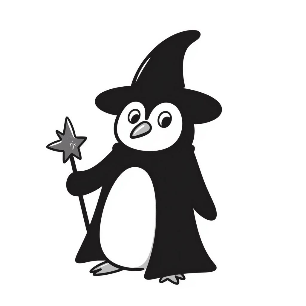 A penguin wizard emoji
