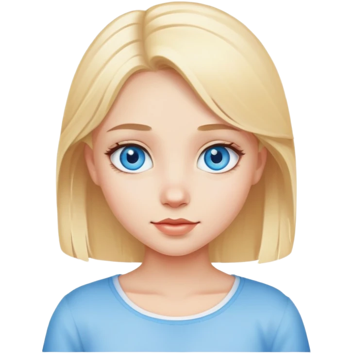 cute blonde girl character with blue eyes emoji