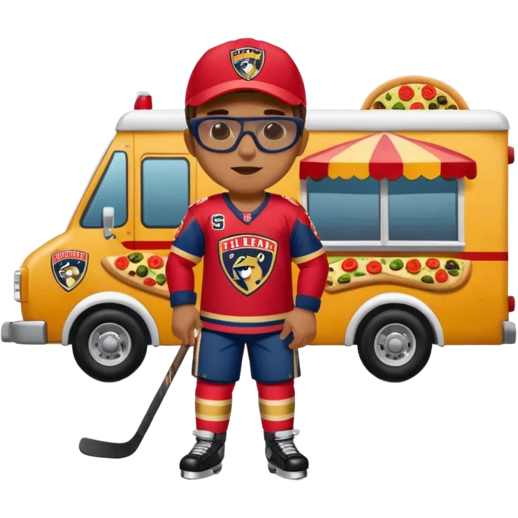 The galaxy with a with a Florida Panthers player
With a taco truck and a pizza truck with a house
 emoji