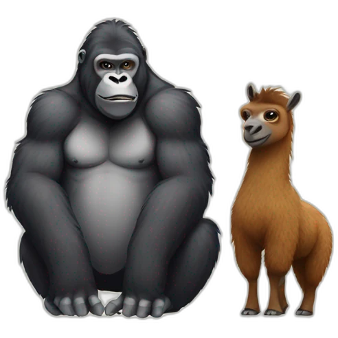 Gorilla and Llama friends emoji