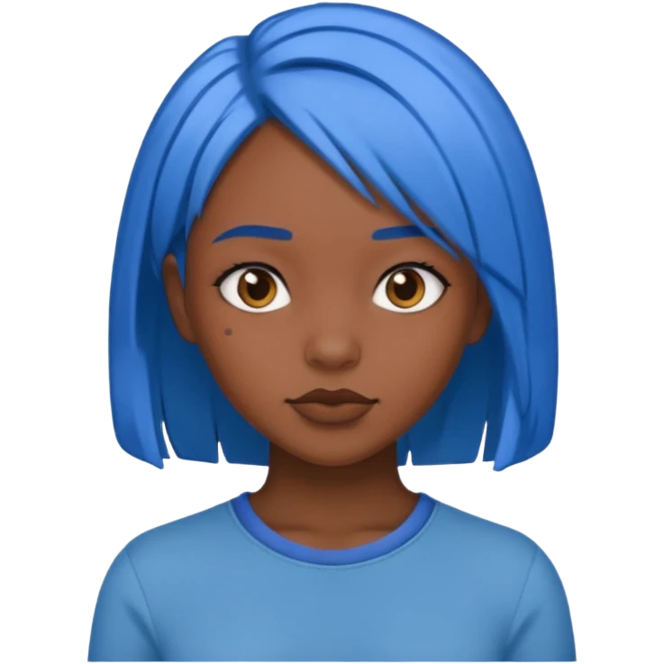 A black girl with blue hair emoji