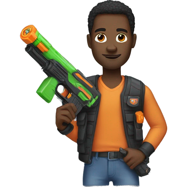 Black man holding nerf gun emoji