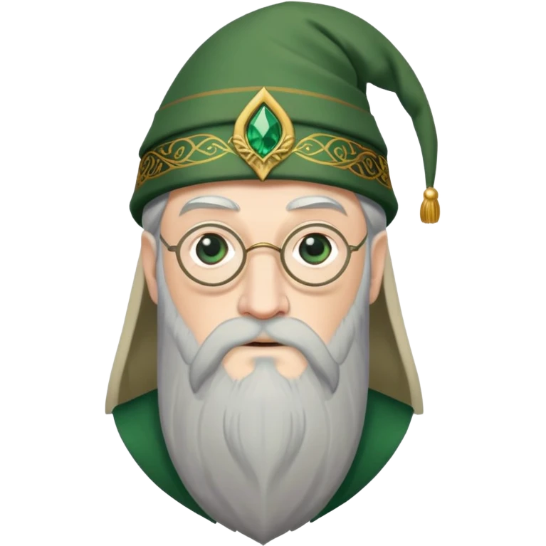 albus dumbledore from harry potter with green   Dumbledore’s cap and decorative motifs emoji