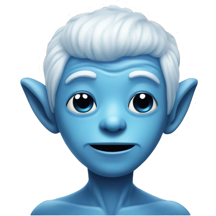 Cute blue alien with white tuft of hair on top of head emoji