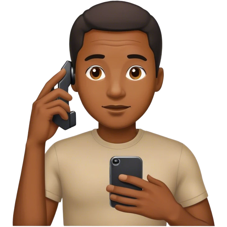 A black man with a phone emoji