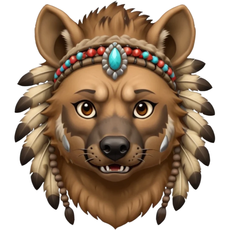 A native strong buff hyena with war bonnet  emoji