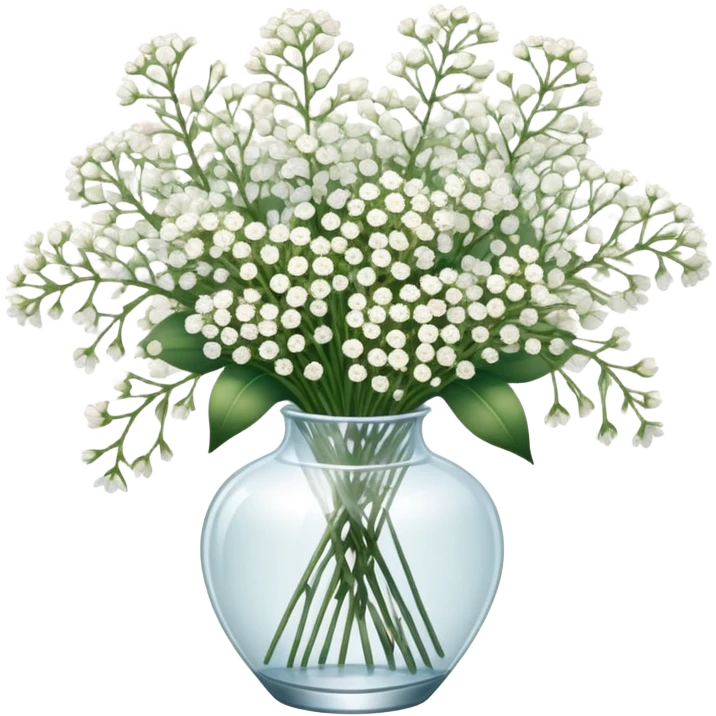 Baby’s breath bouquet in clear vase  emoji