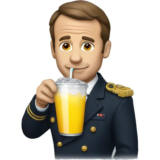 Macron drinking soda emoji