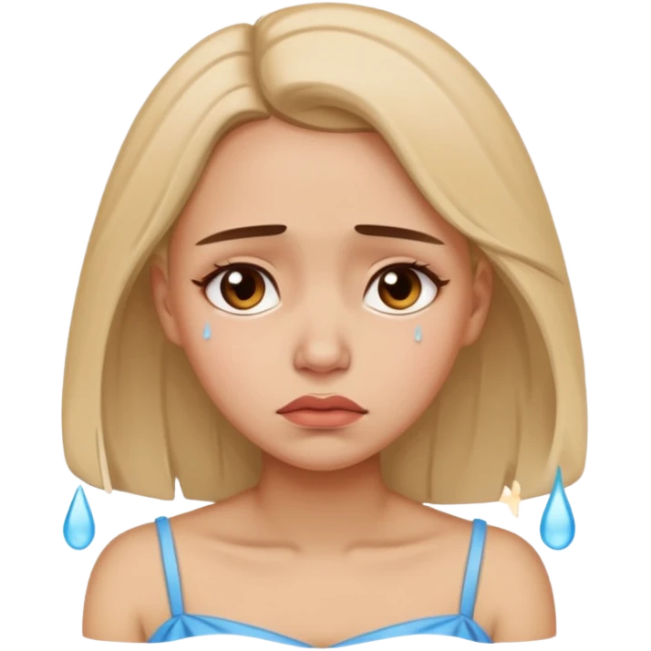 Beautiful lady crying can see shoulders emoji