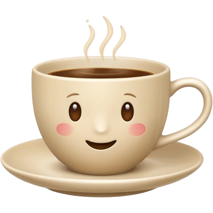 light beige classic coffee cup and saucer, refined look, Apple emoji style, no text emoji