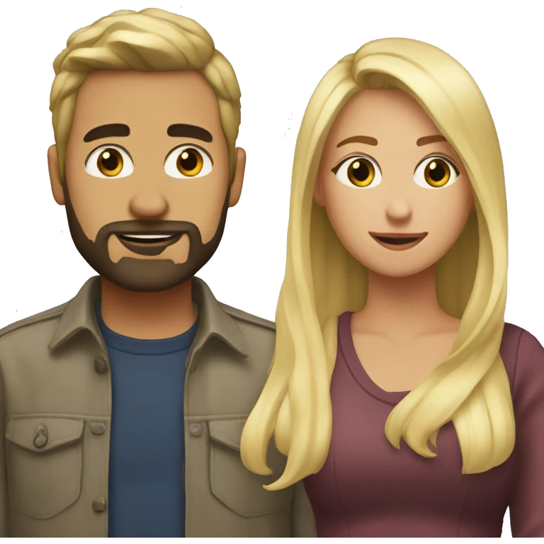 a consensual moment she is blonde and he has black hair and threeday beard  emoji