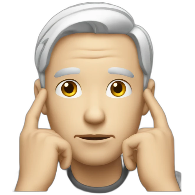 white man thinking hands on chin emoji