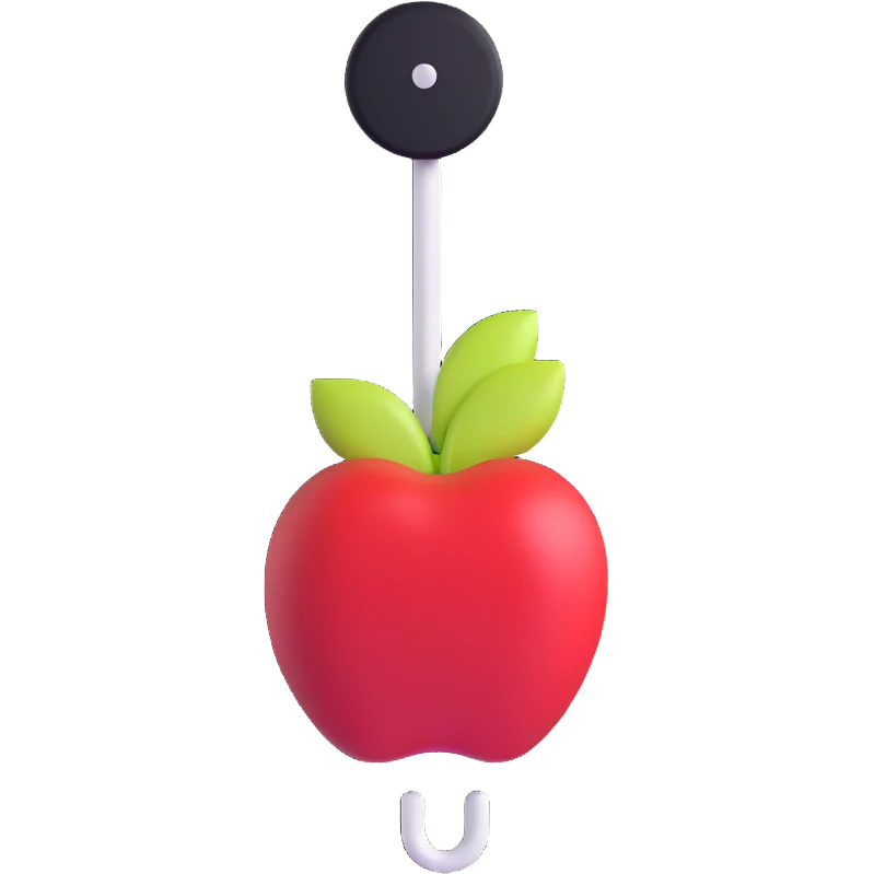 sleek white wall hook for coats with apple-inspired design emoji