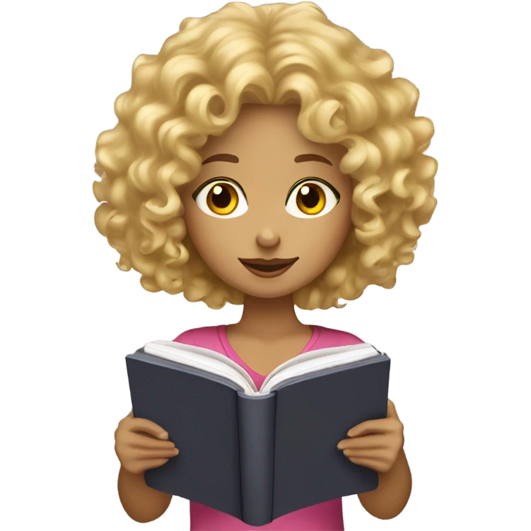 Blonde curly haired girl reading kindle  emoji
