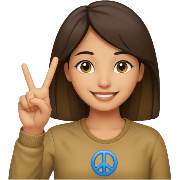smiling girl with peace sign\ emoji