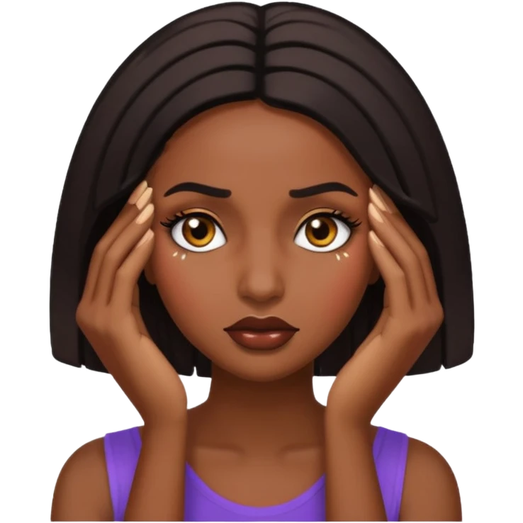 black woman with bold lashes facepalming, glamorous, emoji style emoji