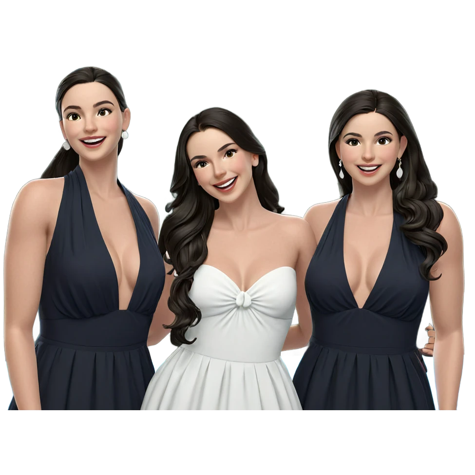 smiling girls in elegant dresses emoji