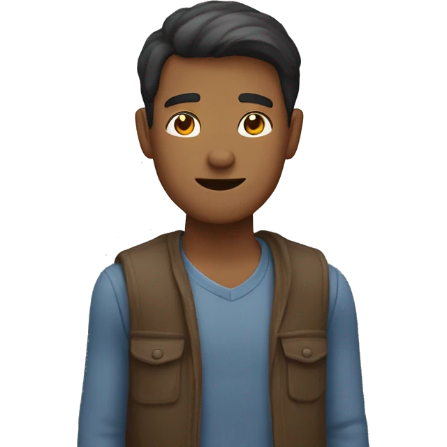 man outholding straight arm forwards, slightly raised emoji