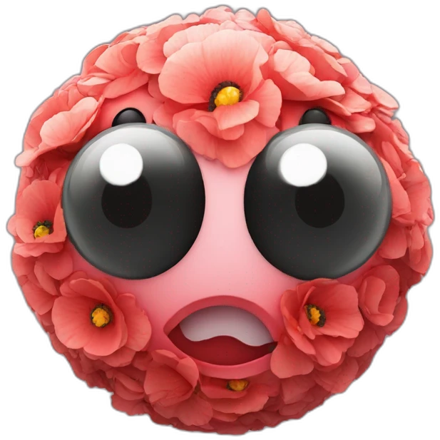 3d sphere with a cartoon poppy texture with big feminine eyes emoji