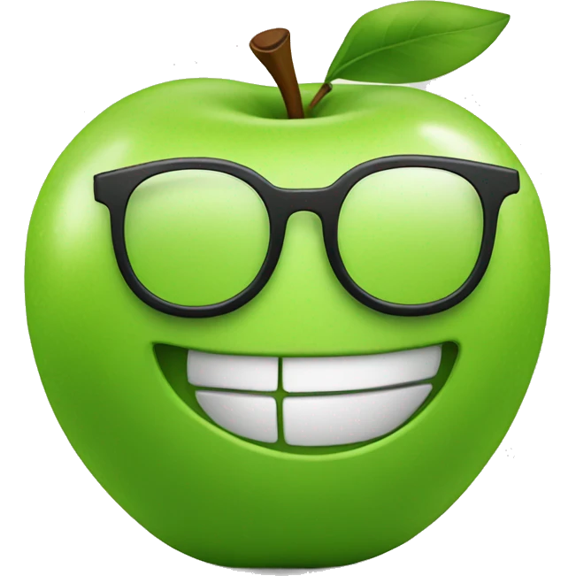 green apple with glasses smile emoji