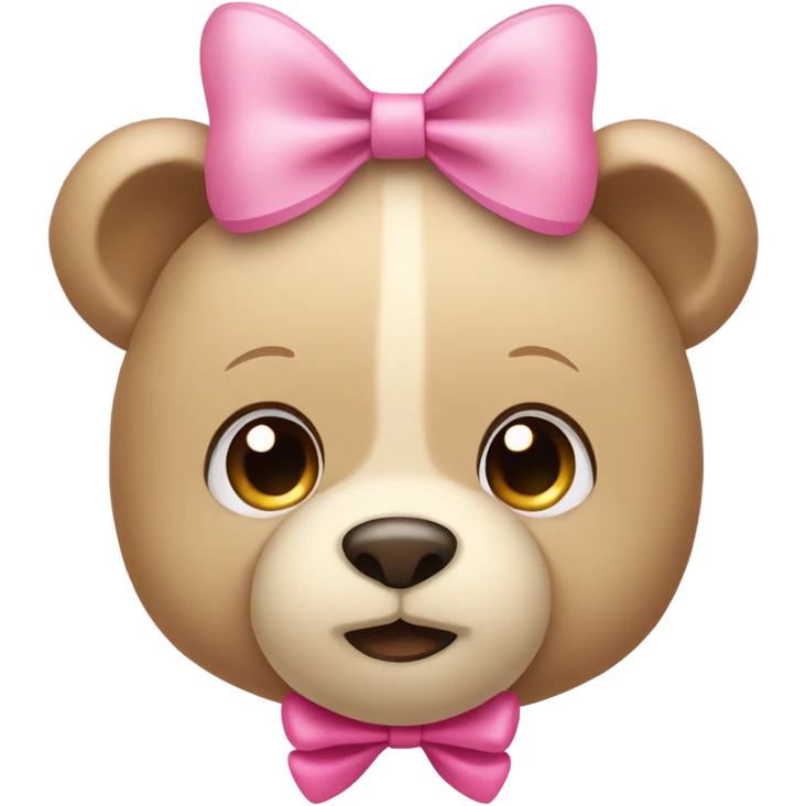 Light Beige teddy bear eyes wearing a pink bow on right ear emoji