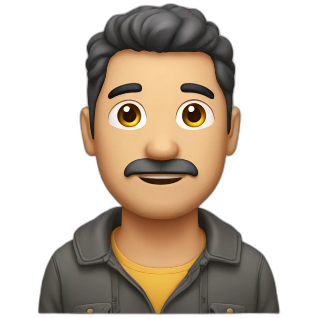 Hombre, 35 años, poco canoso, gordito emoji