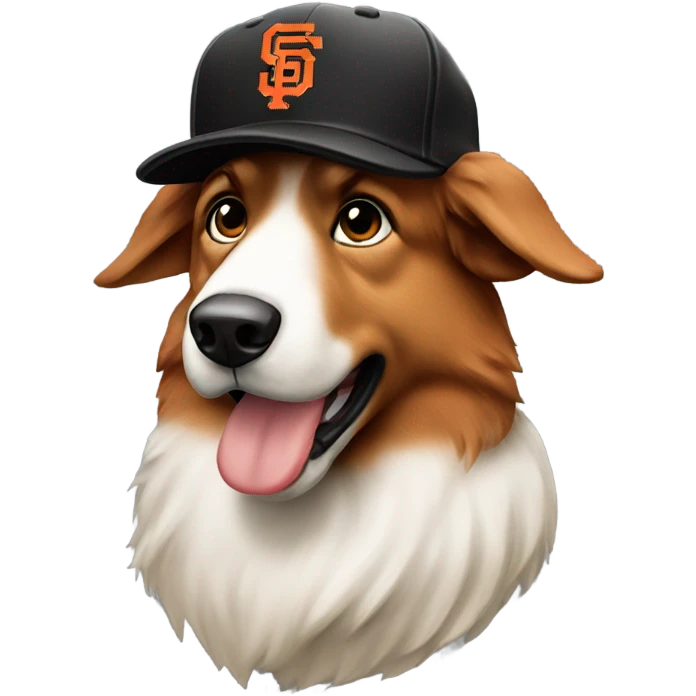 Austrian shepherd in sf giants hat emoji