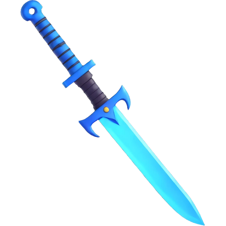 biohazard toxic dagger glowing blue emoji