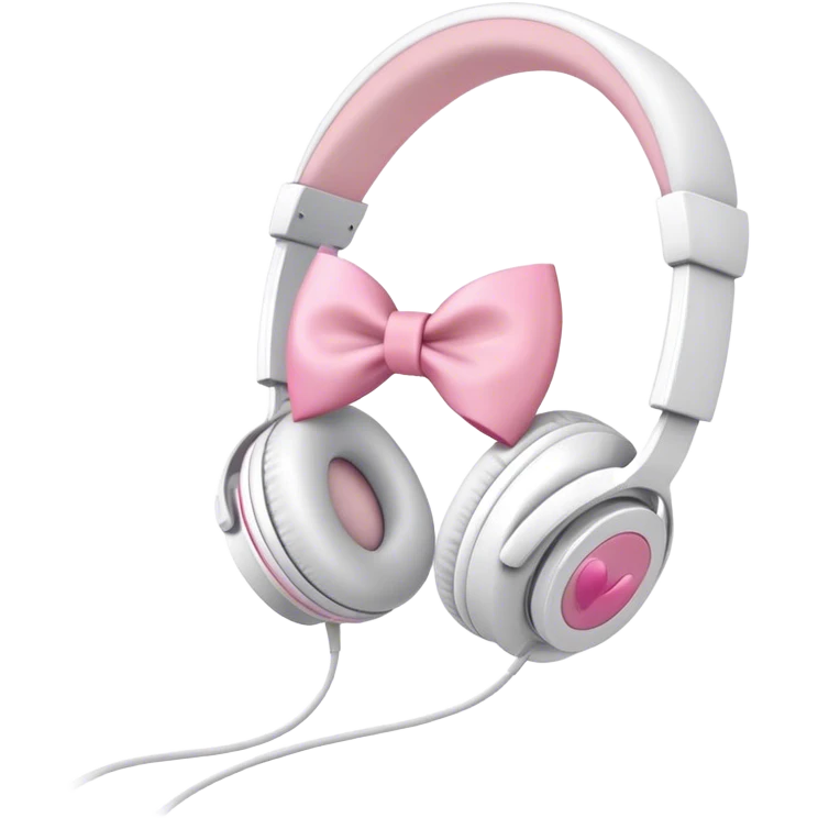 White headphones with pink bow emoji