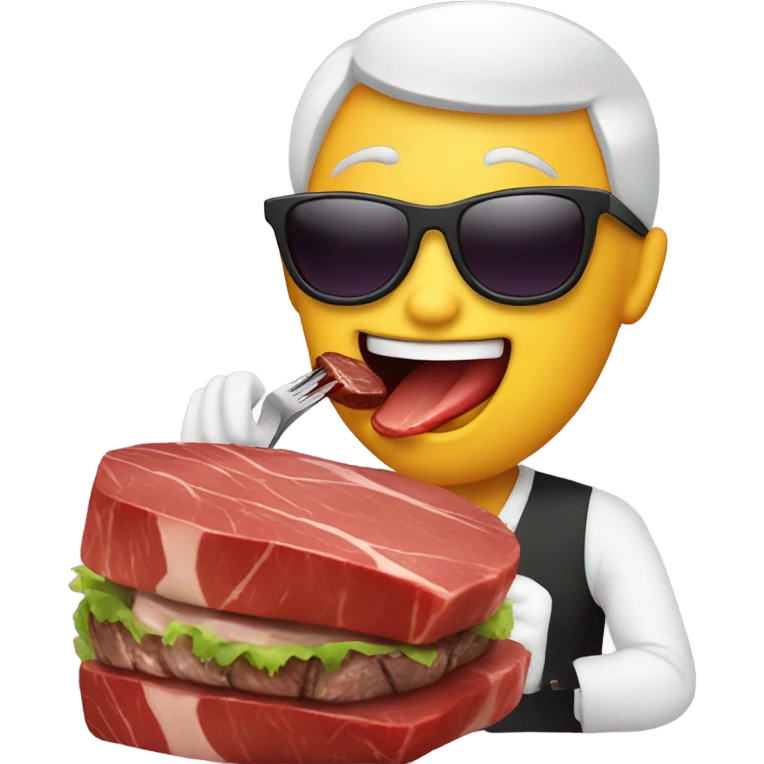 cool emoji eating steak emoji