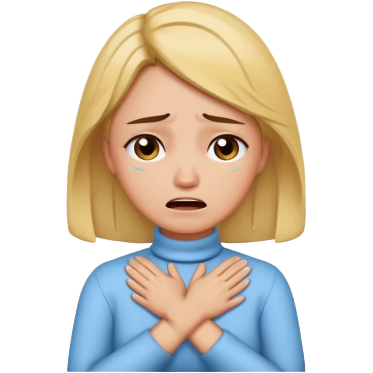Women crossing hands on her neck crying  emoji