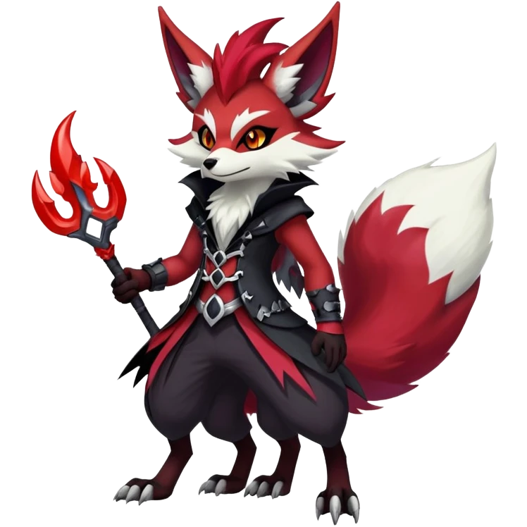 Shiny Exotic Gothic Badass Anthropomorphic Delphox-Zoroark-Zangoose-hybrid-creature emoji