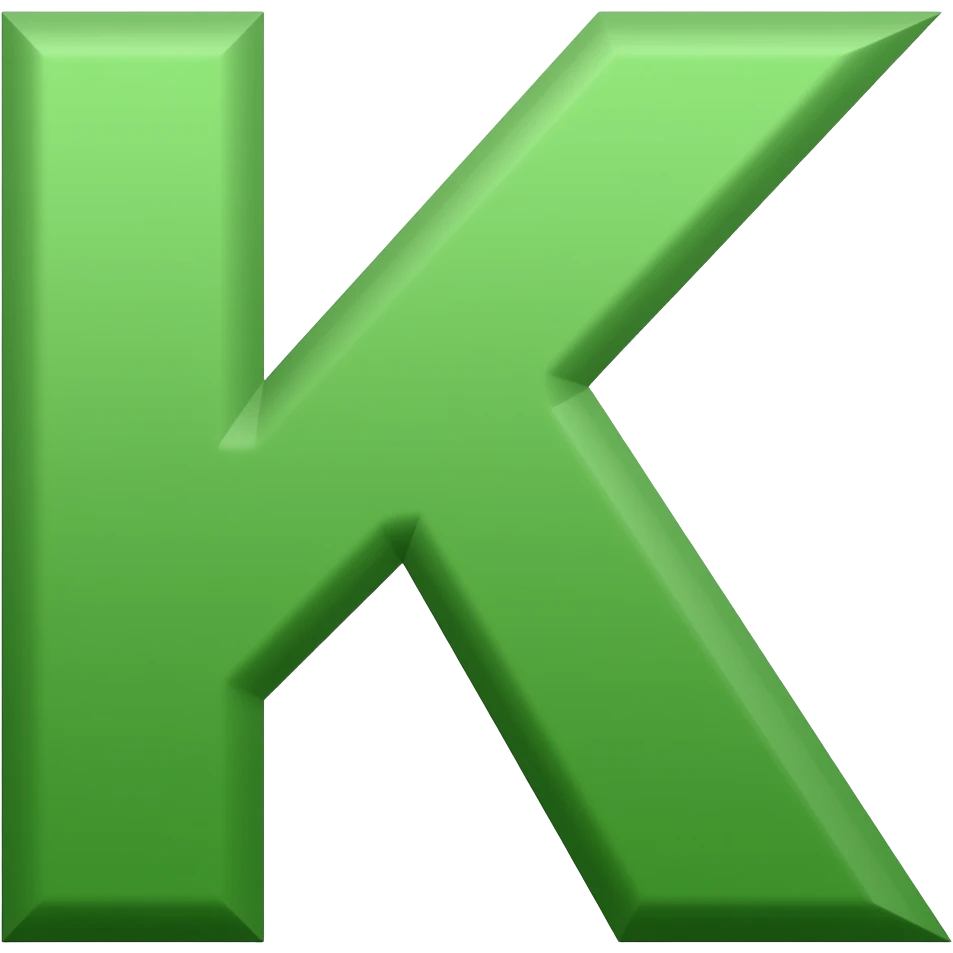 Un emoji de la letra k en color verde emoji