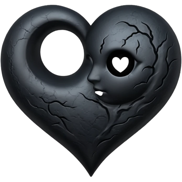 realistic gothic heart with a black moon emoji