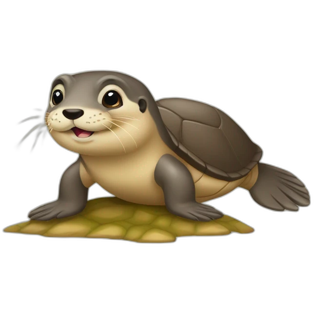une loutre sur une tortue emoji