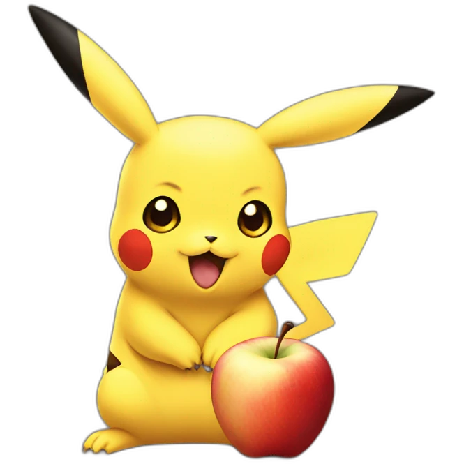 Pikachu eating an apple emoji