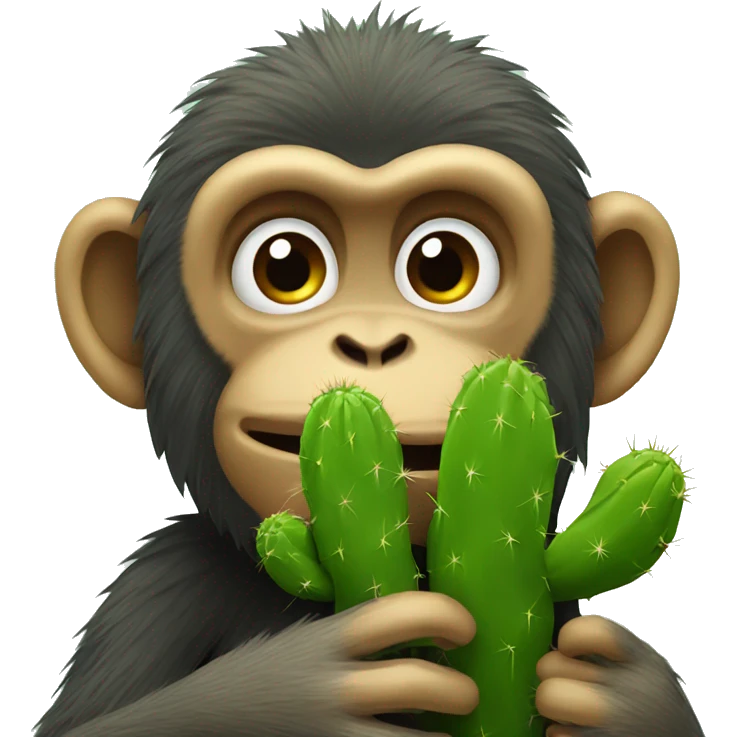 Monkey eating cactus emoji