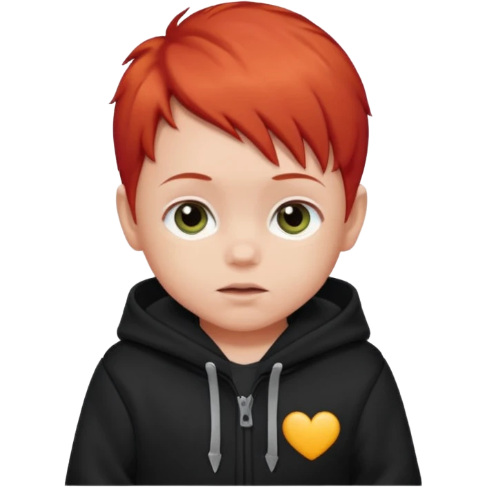 baby with red hair and black hoodie emoji