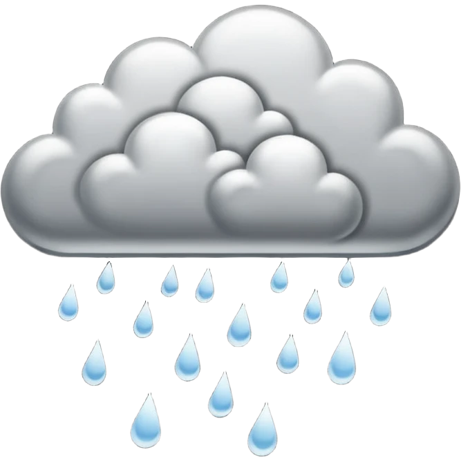 hand drawn rain clouds black and white emoji