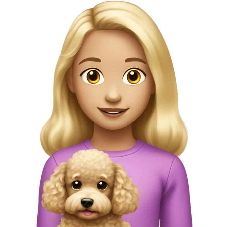 Blond 6 years old girl with soft toy poodle emoji