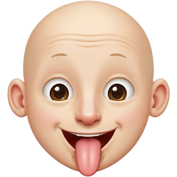 bald boy smiling portrait long nose tongue sticking out emoji