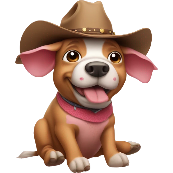dog riding on a pig wearing a cowboy hat emoji