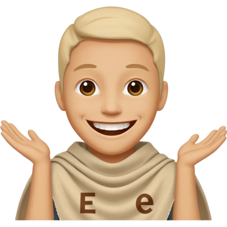 enthisuastic luncher with    "E///"    on his cloth emoji