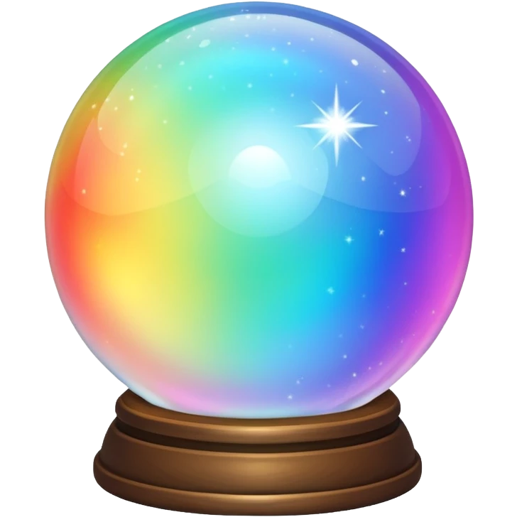 White glowing white crystal ball rainbow iridescent glow emoji