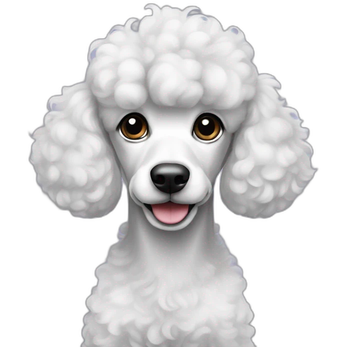 Luna poodle black and white spots emoji