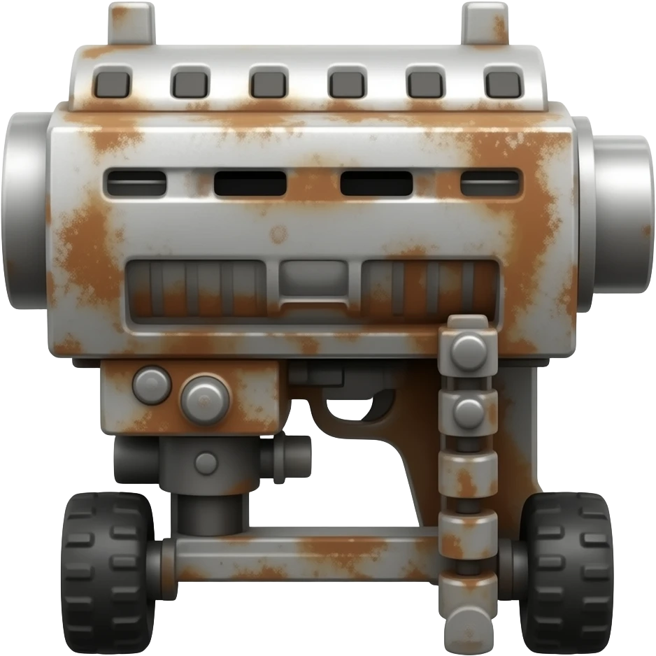 rusty gun machine on wheels emoji
