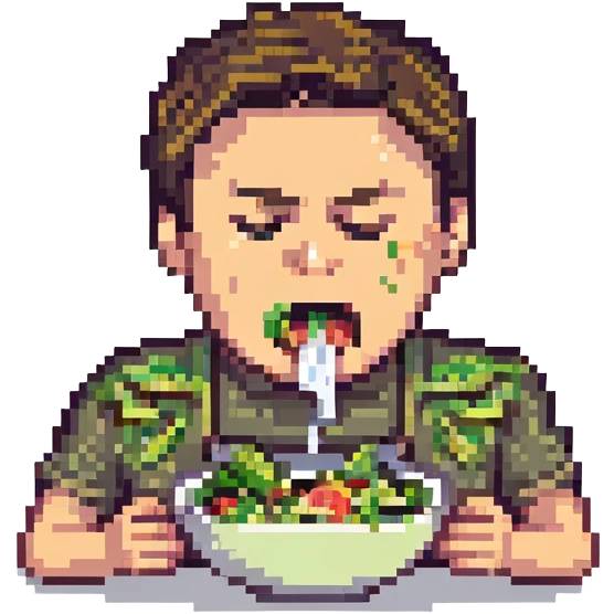 Man spitting out salad, disgusted face emoji