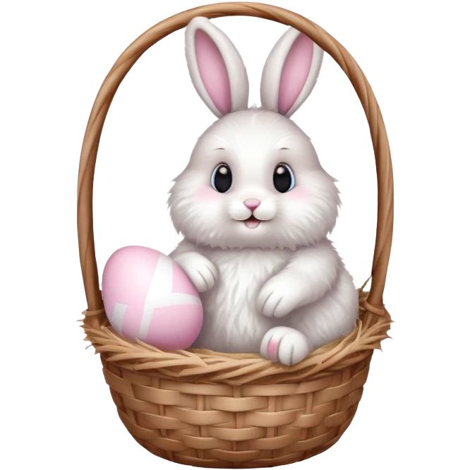 easter bunny with egg light pink basket emoji