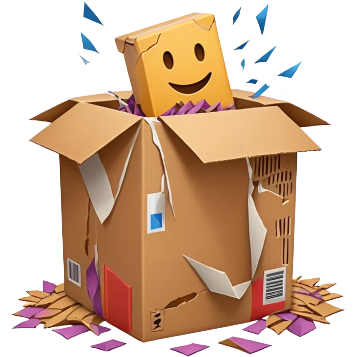 Generate a realistic emoji of a package being desgtroyed  emoji